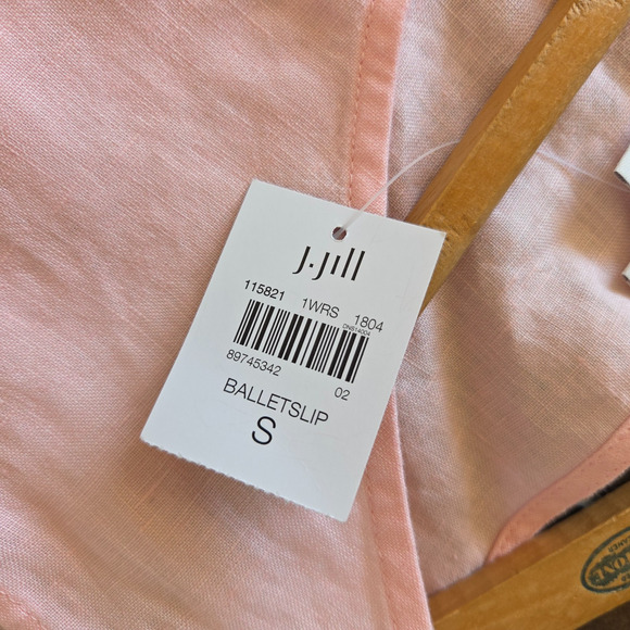 J Jill Love Linen Pink Sleeveless Midi Dress Size S NWT Ballet Slipper V Neck - Picture 6 of 7